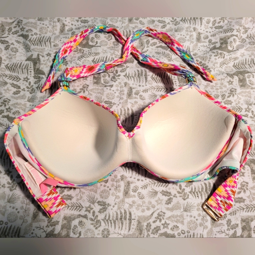 Victoria Secret The Unforgettable Demi coloful lined underwire bikini top 34DDD - Picture 4 of 5